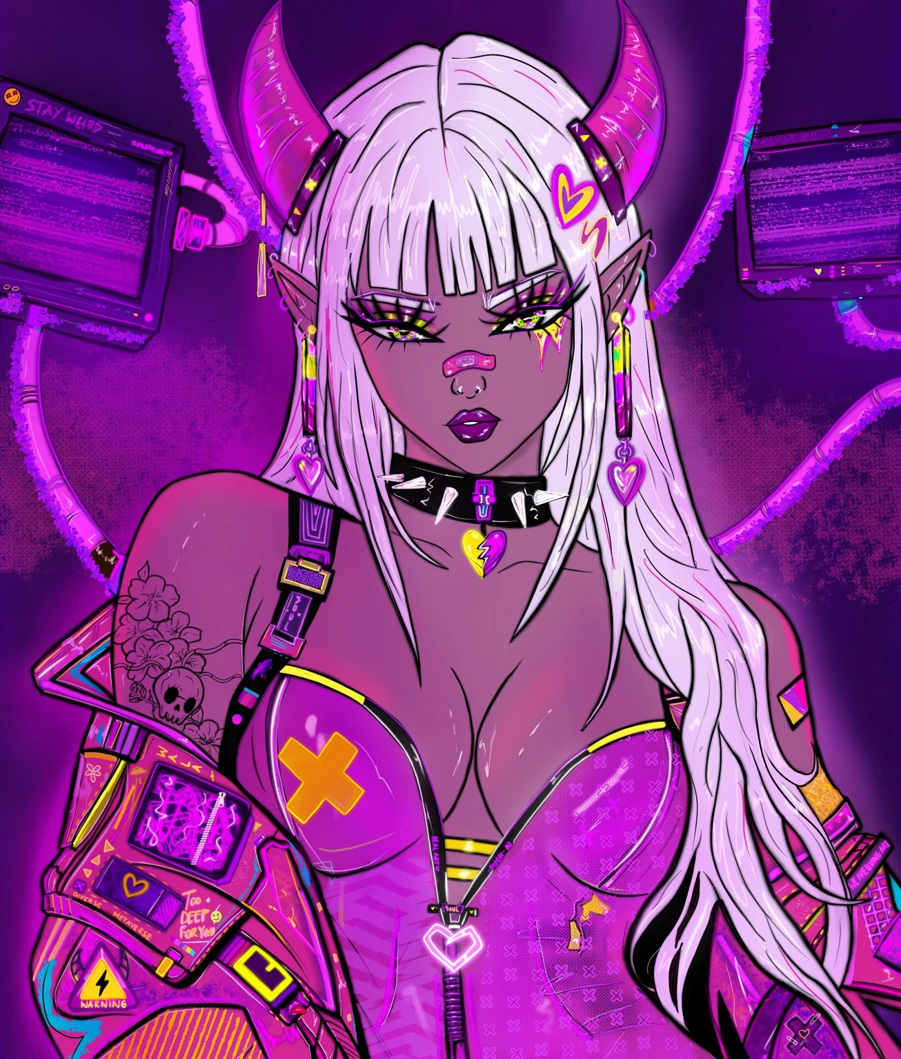Original neon cyberpunk character artwork